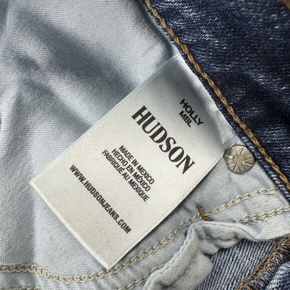 Hudson Women's Jeans Sz 28 Blue Holly MBL Distressed  Raw Hem Mid-Rise 26L - Picture 7 of 14
